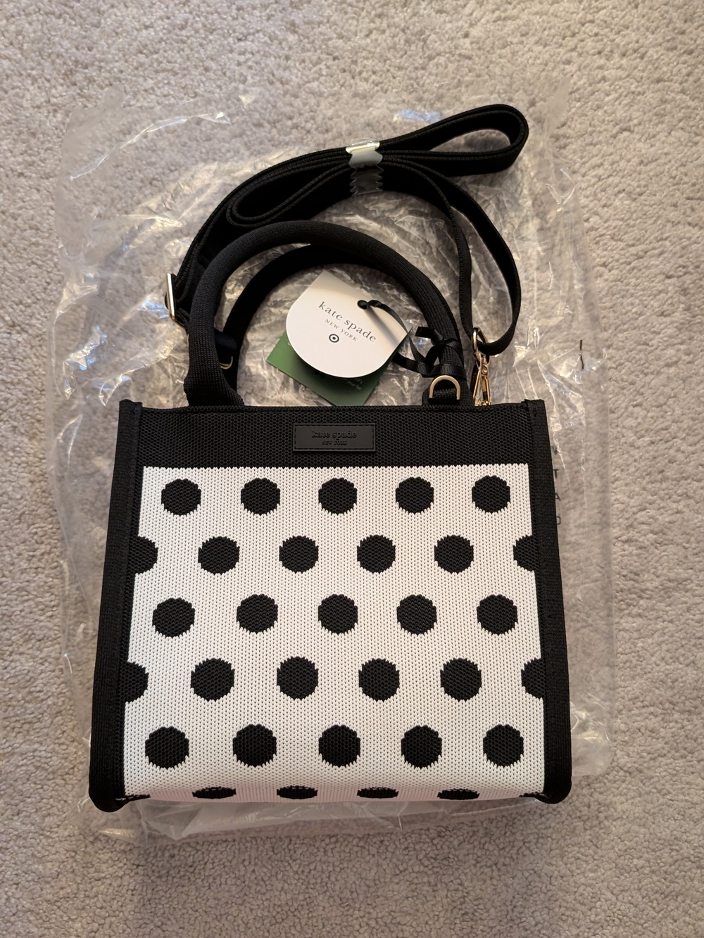 NWT Kate Spade Target Black & White Polka Dot Crossbody Tote Bag